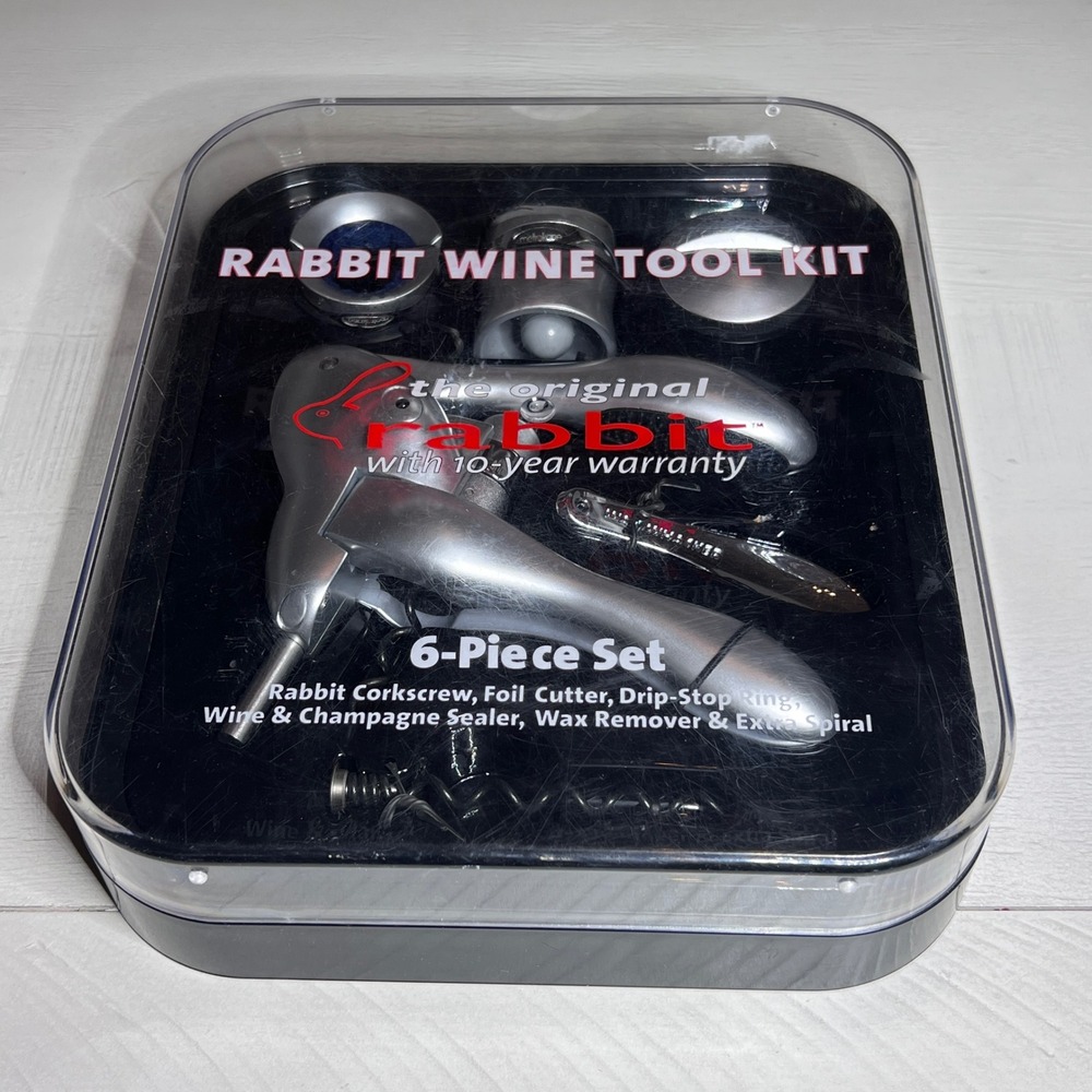 Rabbit Wine Tool‎ Kit 6-Piece Set Corkscrew Foil Cutter Sealer Wax Remover